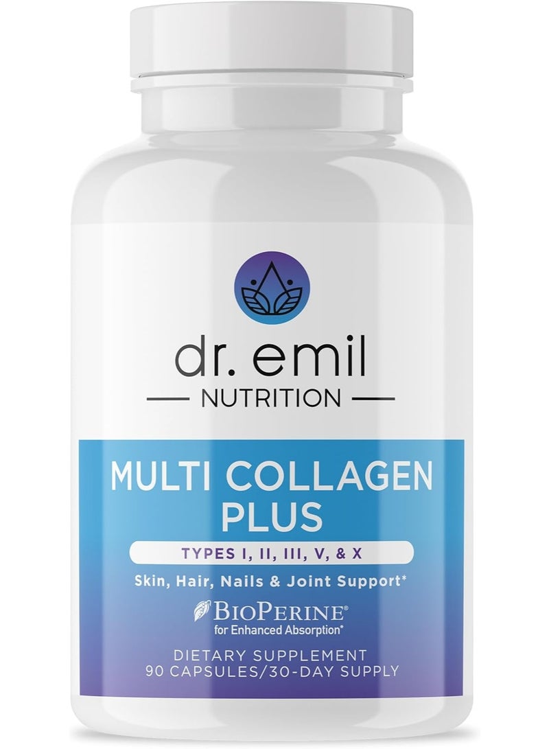 DR EMIL NUTRITION DR. EMIL NUTRITION Women's Multi Collagen Pills | Collagen Supplements | Support Hair, Skin, Nails & Joints | Hydrolyzed Collagen Supplements | Types I, II, III, V & X | 90 Capsules - Image 1