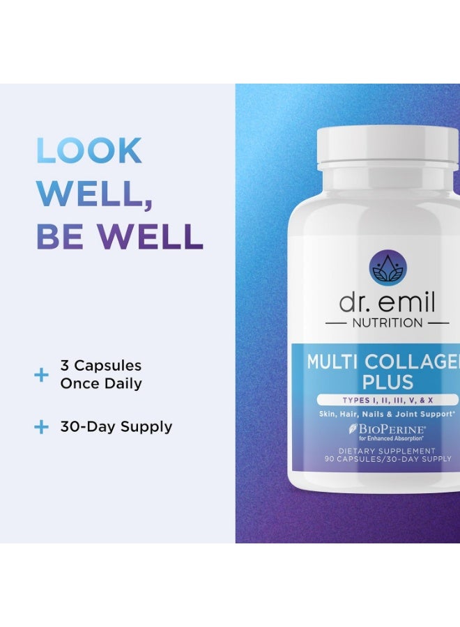 DR EMIL NUTRITION DR. EMIL NUTRITION Women's Multi Collagen Pills | Collagen Supplements | Support Hair, Skin, Nails & Joints | Hydrolyzed Collagen Supplements | Types I, II, III, V & X | 90 Capsules - Image 4