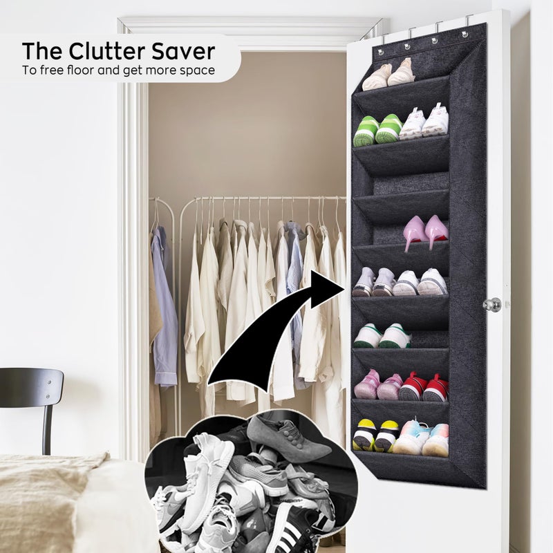 SLEEPING LAMB Over The Door Shoe Organizer for Closet with Large Deep Pockets, Narrow Shoe Rack for Door Hanging Boots Storage, Black - Image 5