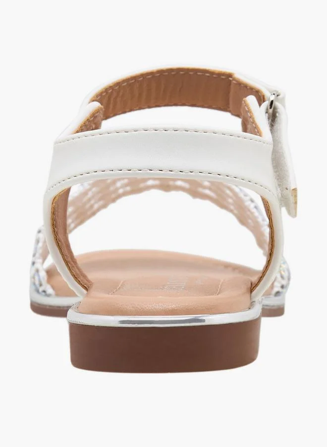 Celeste WHITE Girls Embellished Hook & Loop Flat Sandals Ramadan Collections for Women | Best Price UAE