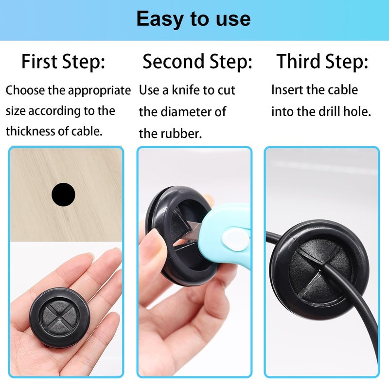 Hmknana 53PCS Rubber Grommets for Wiring, Rubber Grommet Kit in 6 Assorted Drill Hole Sizes 5/8" 13/16" 7/8" 1" 1-3/16" 1-1/2", Two-Sided Rubber Hole Plug for Protecting Wires - Image 4