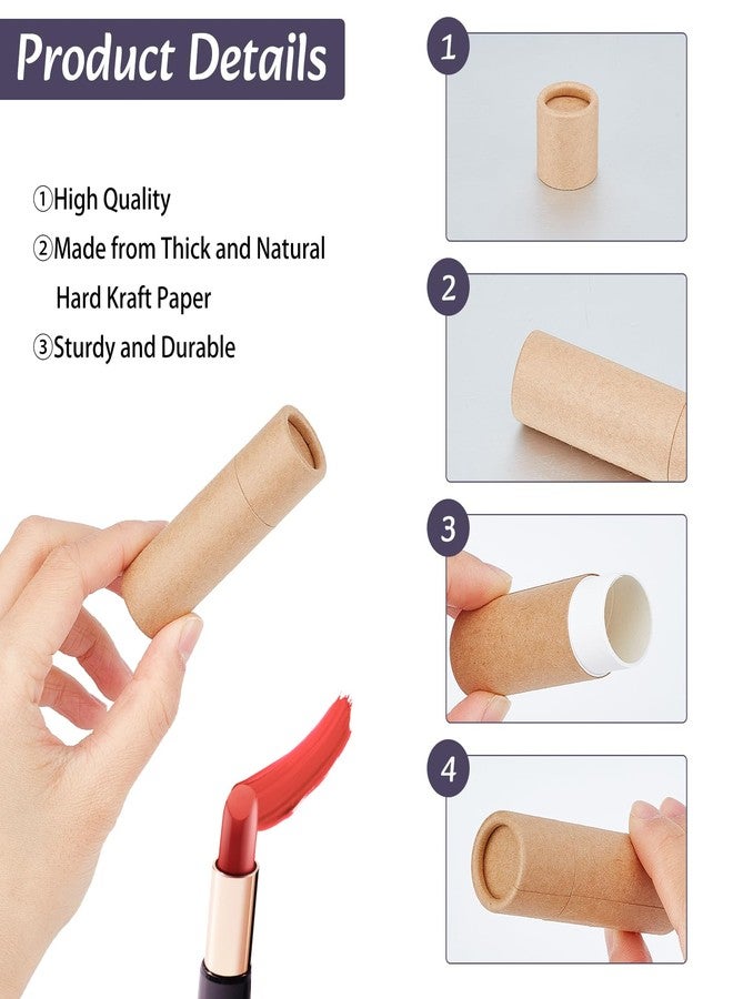 NICENEEDED 15Pcs 0.3oz Paperboard Lip Balm Tubes, Empty Kraft Paper Chapstick Tube Holder, Push-Up Style Solid Lip Gloss Container for DIY Homemade Balm - Image 3