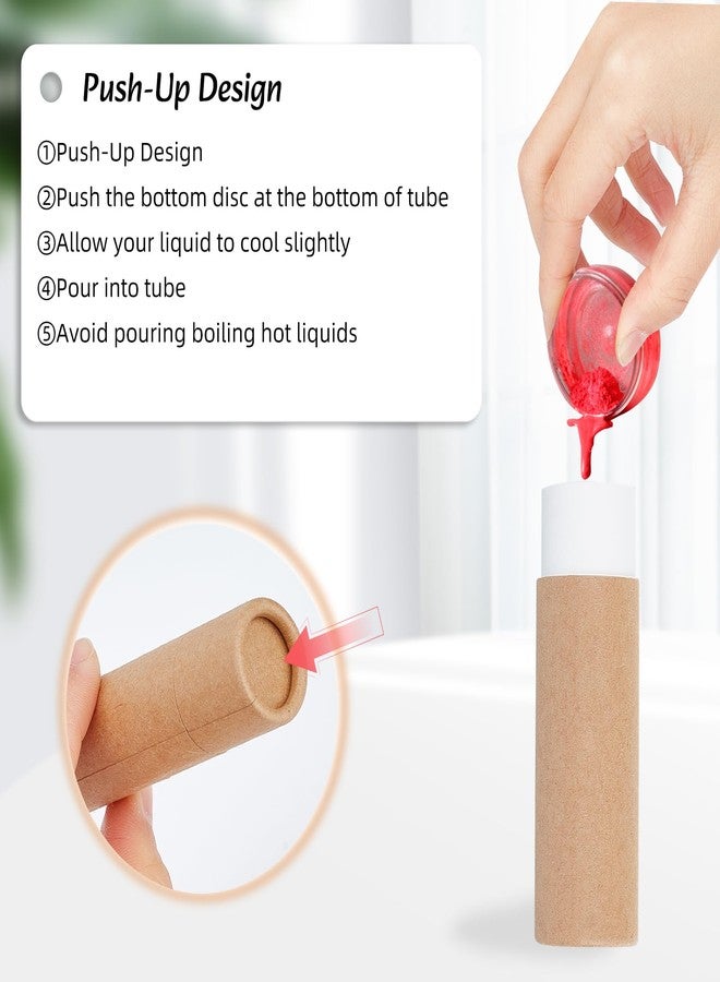 NICENEEDED 15Pcs 0.3oz Paperboard Lip Balm Tubes, Empty Kraft Paper Chapstick Tube Holder, Push-Up Style Solid Lip Gloss Container for DIY Homemade Balm - Image 4