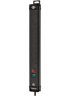 erorex Premium Line 6 Way Extension Socket With On Off Switch And Safety Fuse Button Long 3M Cable For Large Rooms H05Vv F3G1 5 Black With 13A Fuse  - Image 1