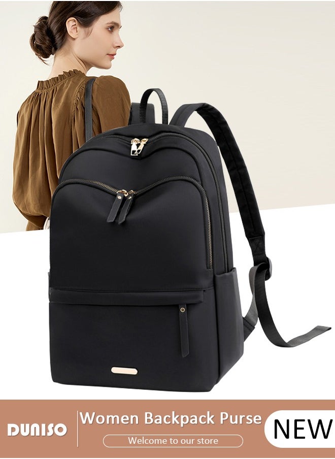DUNISO Women Backpack Purse, Waterproof Backpack for Girl Woman Black Travel Bookbag Lady Shoulder Bag, Lightweight Ladies Fashion Daily Backpack Anti-theft Casual Daypack  - Image 1