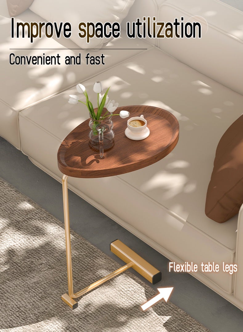 Wood End Table with Metal Frame, Side Table for Sofa and Bed - Image 2