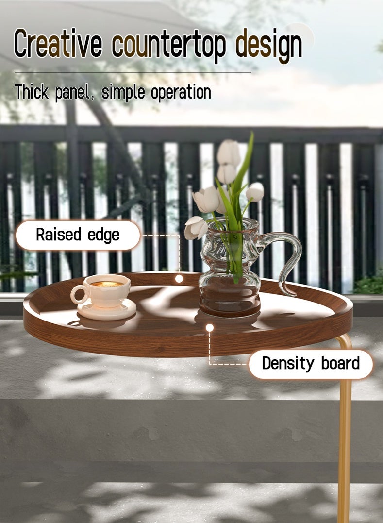 Wood End Table with Metal Frame, Side Table for Sofa and Bed - Image 3