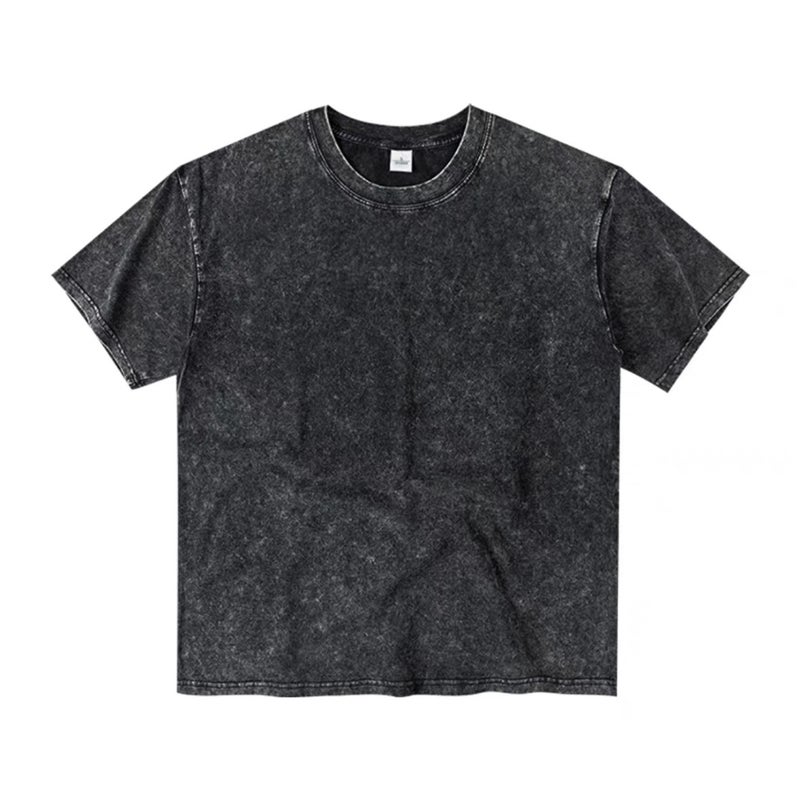 Trendy Brand New Heavy Cotton Vintage Washed Old Snowflake Short-sleeved Large Version Shoulder Crewneck T-shirt OVERSIZE - Image 3