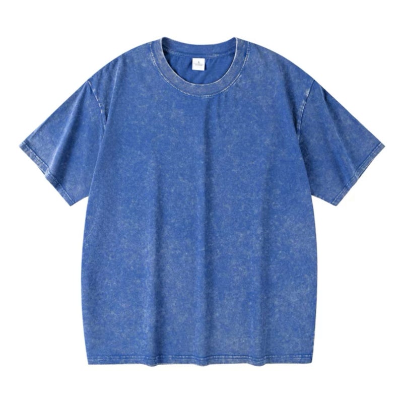 Trendy Brand New Heavy Cotton Vintage Washed Old Snowflake Short-sleeved Large Version Shoulder Crewneck T-shirt OVERSIZE - Image 5