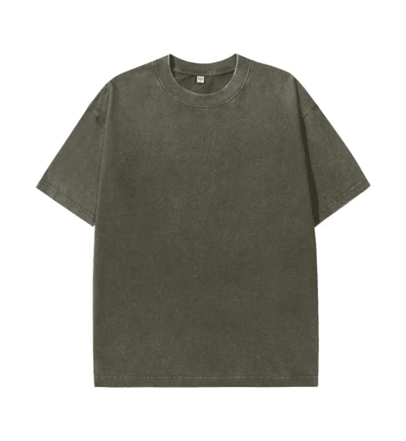 Trendy Brand New Heavy Cotton Vintage Washed Old Snowflake Short-sleeved Large Version Shoulder Crewneck T-shirt OVERSIZE - Image 1