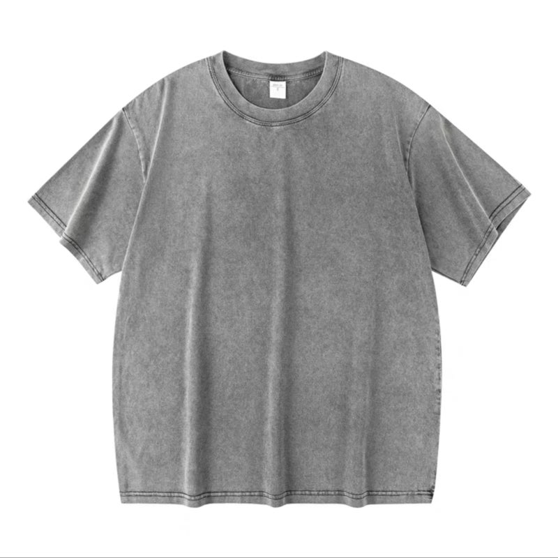 Trendy Brand New Heavy Cotton Vintage Washed Old Snowflake Short-sleeved Large Version Shoulder Crewneck T-shirt OVERSIZE - Image 4