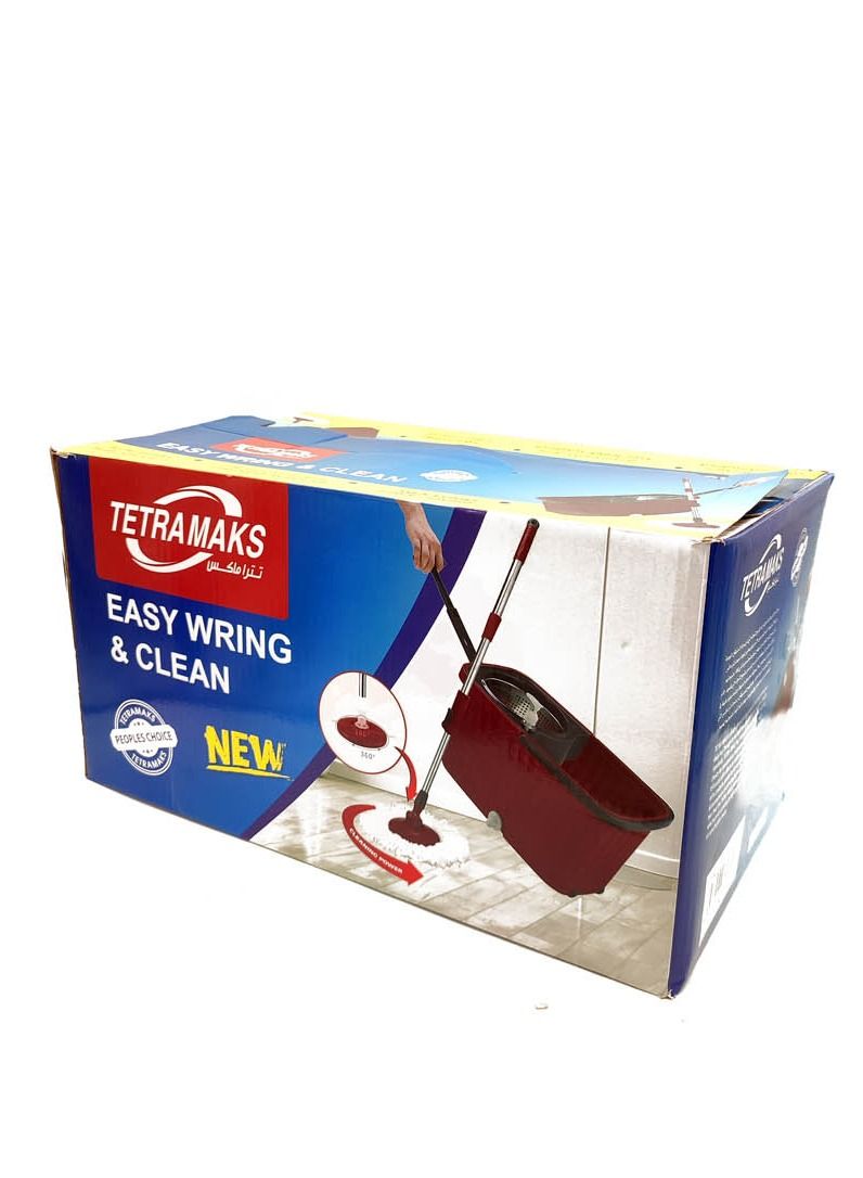 TETRA MAKS 360 Degree Rotating Magic Mop Set With Red Bucket - Image 3