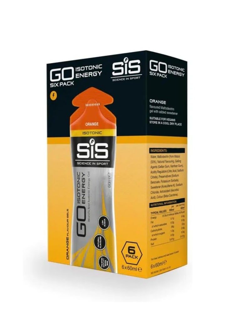 SIS GO Isotonic Energyworld first isotonic energy gel,trusted quality since 1992 natural flavours low sugar, Orange  flavours gels  - Image 1