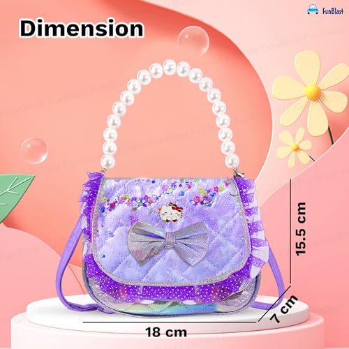 FunBlast Sling Bag for Girls, Fashion Cute Bow Design Hand Bag for Girls Shoulder Bag Stylish Latest Gifts for Kids Age 5-10 Purse for Girl, Cross Body Bag for Woman (Purple) - Image 3