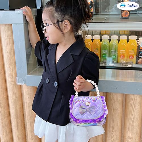 FunBlast Sling Bag for Girls, Fashion Cute Bow Design Hand Bag for Girls Shoulder Bag Stylish Latest Gifts for Kids Age 5-10 Purse for Girl, Cross Body Bag for Woman (Purple) - Image 2