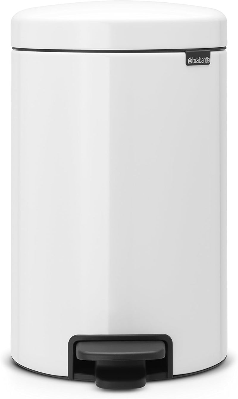 Brabantia 113864 Pedal Bin newIcon with Metal Inner Bucket, 12 Litre - White - Image 1