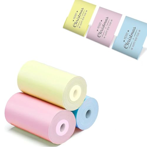 Zeitel® 3 Rolls Thermal Printers Paper, 3 Colors Printer Paper for Mini Sticker Receipt Printer Portable Pocket Printers, Mini Printer Paper Refill for Most Thermal Printer,5 Metres/Roll,57x25mm - Image 1