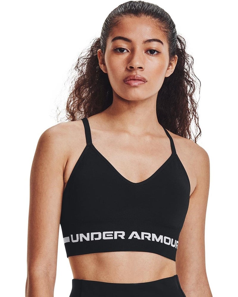 Under Armour Women's Seamless Low Impact Long Sports Bra , Black (001)/Halo Gray , Medium - Image 1