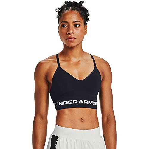 Under Armour Women's Seamless Low Impact Long Sports Bra , Black (001)/Halo Gray , Medium - Image 2