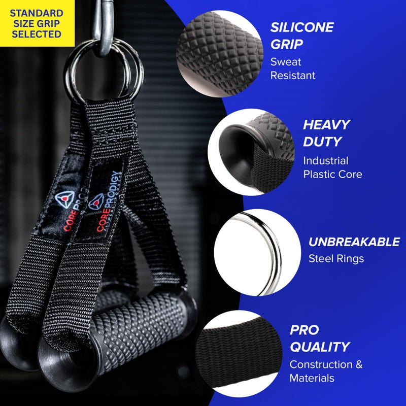 Core Prodigy Heavy Duty Exercise Handles - Grip Attachments for Cable Machine Pulleys, Gym Equipment, Resistance Bands, and Weight Lifting (Standard) - Image 2