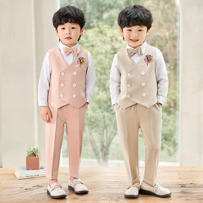 Children'S Suit British Gentleman'S Vest Set Boys Flower Girls Wedding Dress Pography Host Performance Dress - Image 2