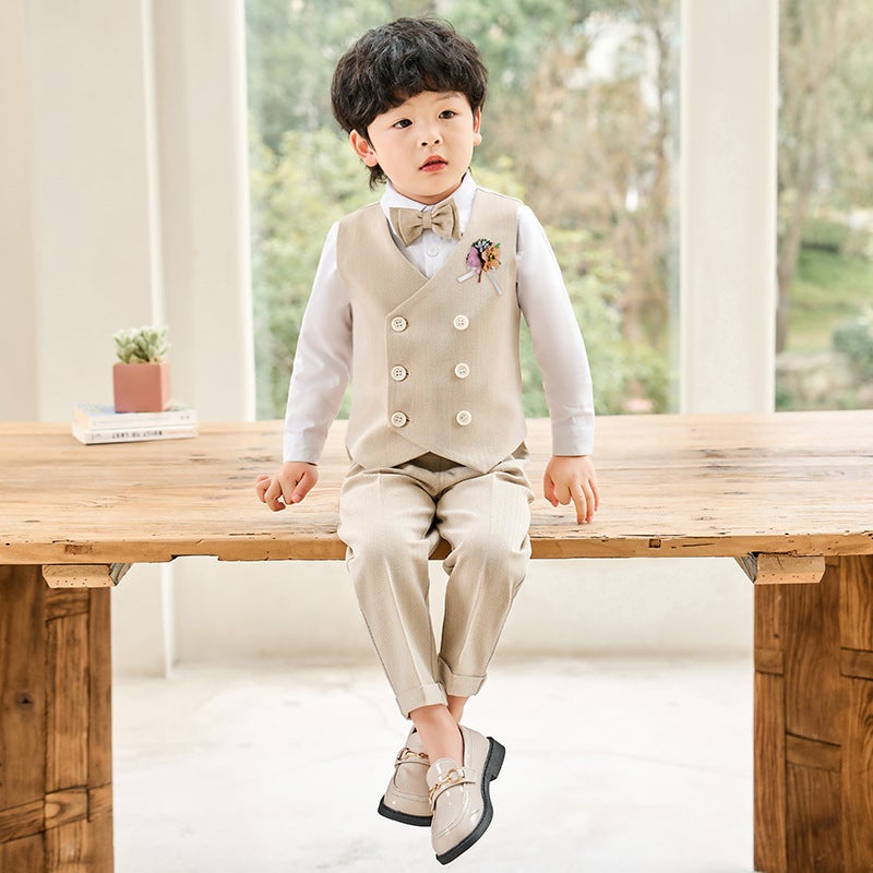 Children'S Suit British Gentleman'S Vest Set Boys Flower Girls Wedding Dress Pography Host Performance Dress - Image 5