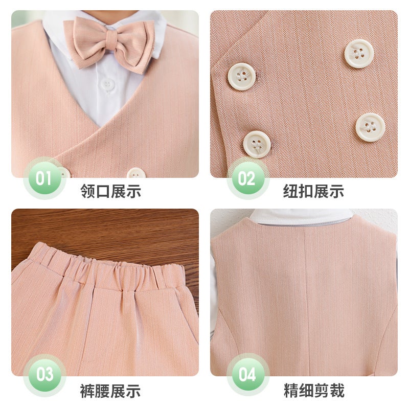 Children'S Suit British Gentleman'S Vest Set Boys Flower Girls Wedding Dress Pography Host Performance Dress - Image 4
