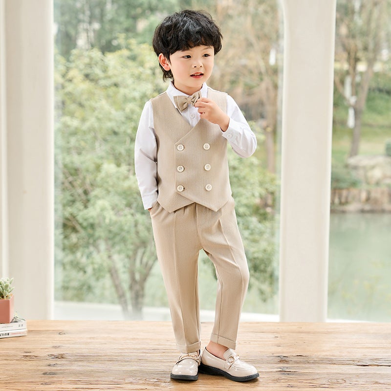 Children'S Suit British Gentleman'S Vest Set Boys Flower Girls Wedding Dress Pography Host Performance Dress - Image 3