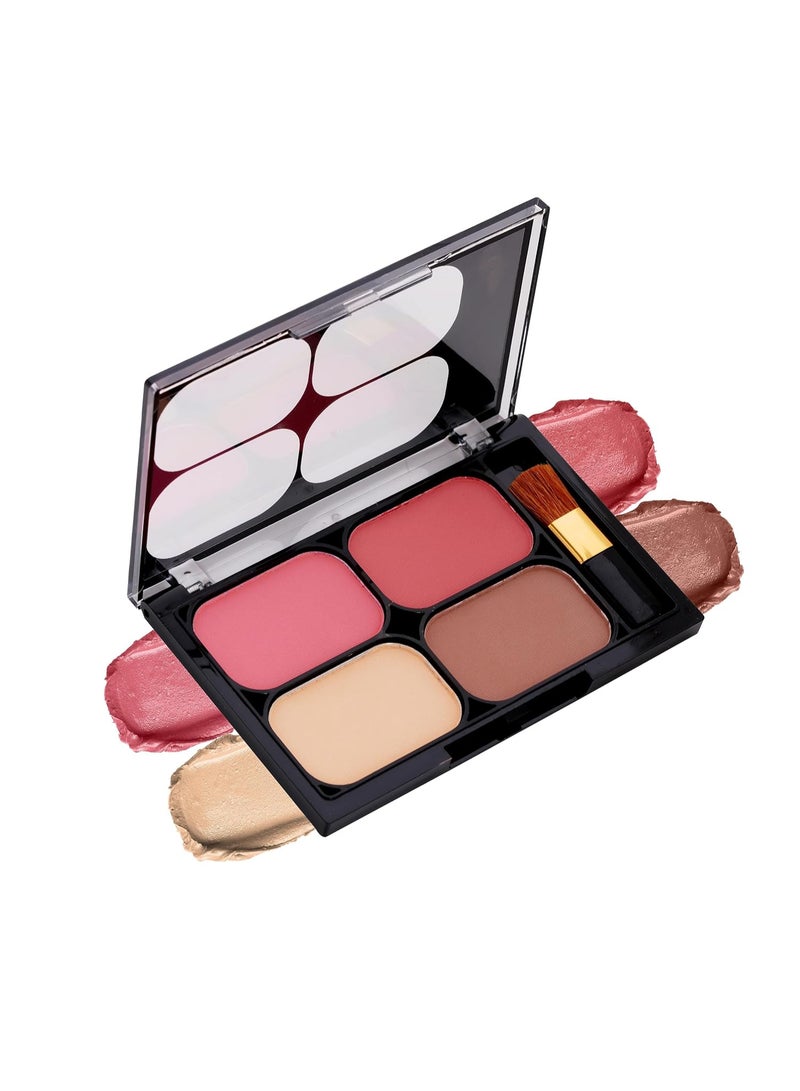 COLORS QUEEN Blush and Highlighter Palette for Face Makeup | Matte Finish, Highly Pigmented & Lightweight Silky Smooth Texture |with Brush (Multicolor - 01) - Image 1