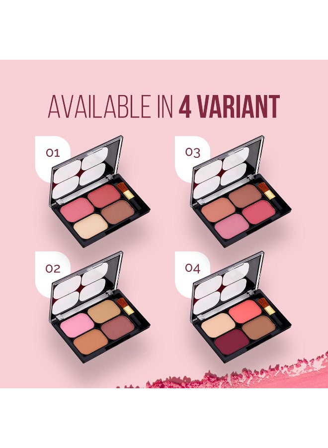 COLORS QUEEN Blush and Highlighter Palette for Face Makeup | Matte Finish, Highly Pigmented & Lightweight Silky Smooth Texture |with Brush (Multicolor - 01) - Image 5