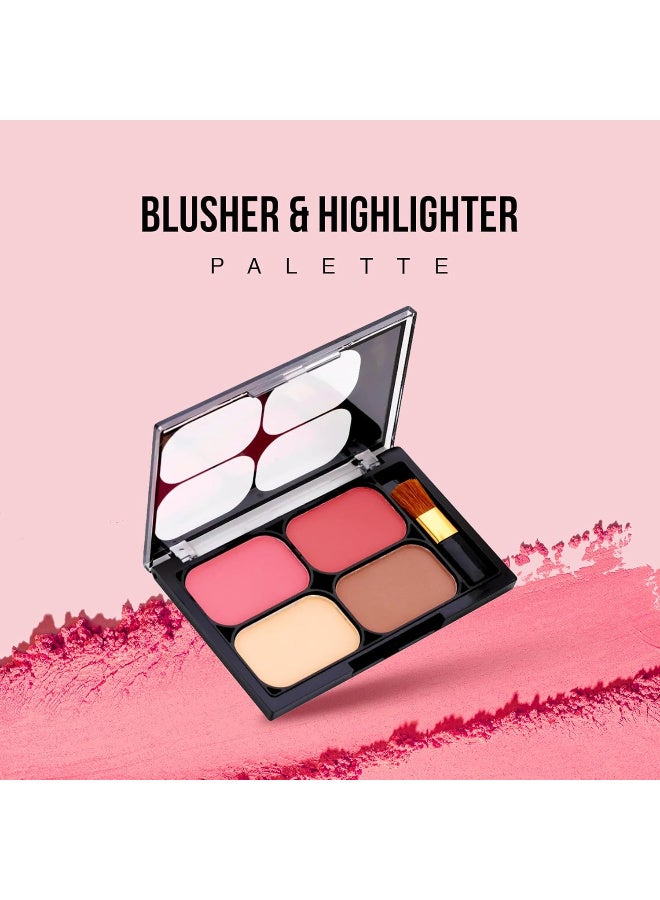 COLORS QUEEN Blush and Highlighter Palette for Face Makeup | Matte Finish, Highly Pigmented & Lightweight Silky Smooth Texture |with Brush (Multicolor - 01) - Image 2