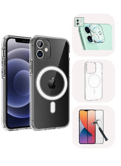 iPhone 11 Protection Kit, Tempered Glass Screen Protector, Camera Lens Protector, Shockproof and Scratch Resistant MagSafe Case, Acrylic Classic Series, Clear (3in1)