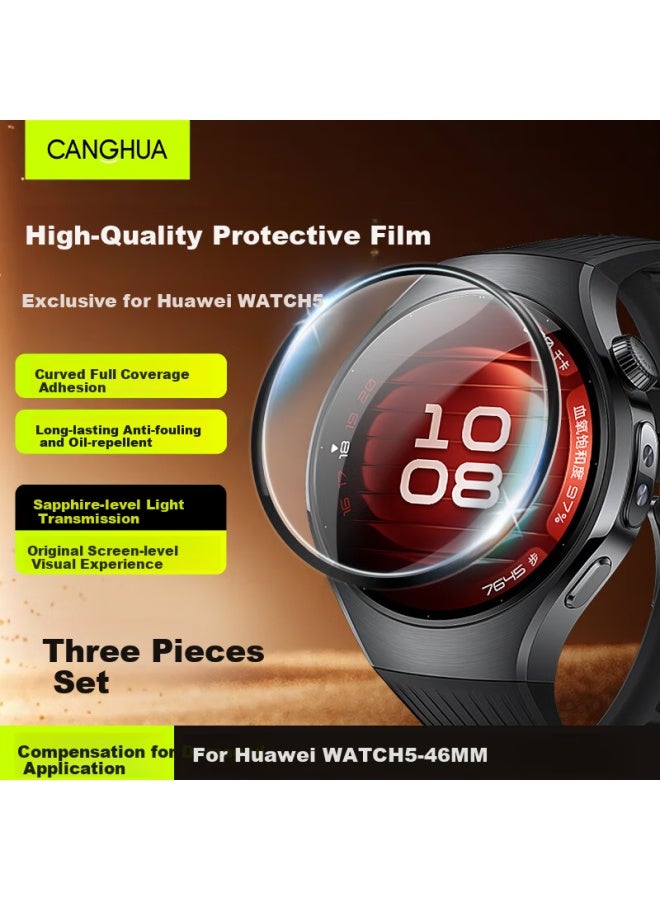 Canghua , Huawei Watch 5 Protective Film, Full Screen Coverage, High-definition Anti-scratch Full Adhesive Film For Huawei Watch 5 Smarch, 46mm - Image 1