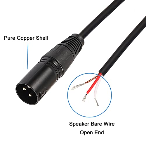 MEIRIYFA XLR Cable Microphone 3pin Pigtail Bare Wire Open End Gold Plated Connector Speaker Cord Replacement Audio Cable for DJ/PA Amplifier Subwoofer -0.5M (XLR Male) - Image 2