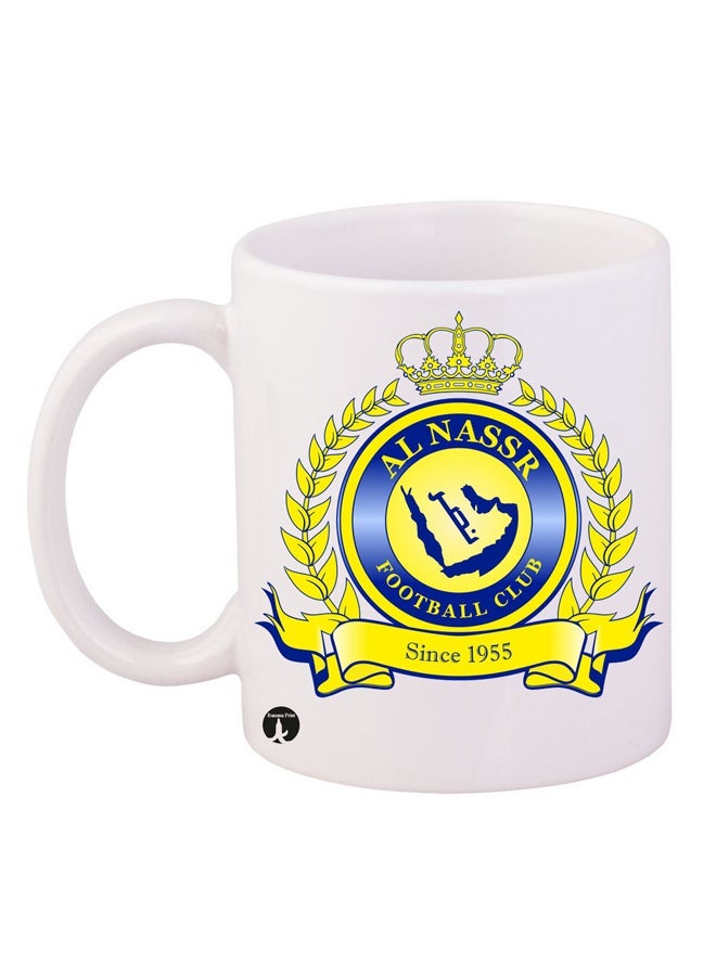 كوب مطبوع لنادي النصر لكرة القدم أبيض/أزرق/أصفر 11 أونصة