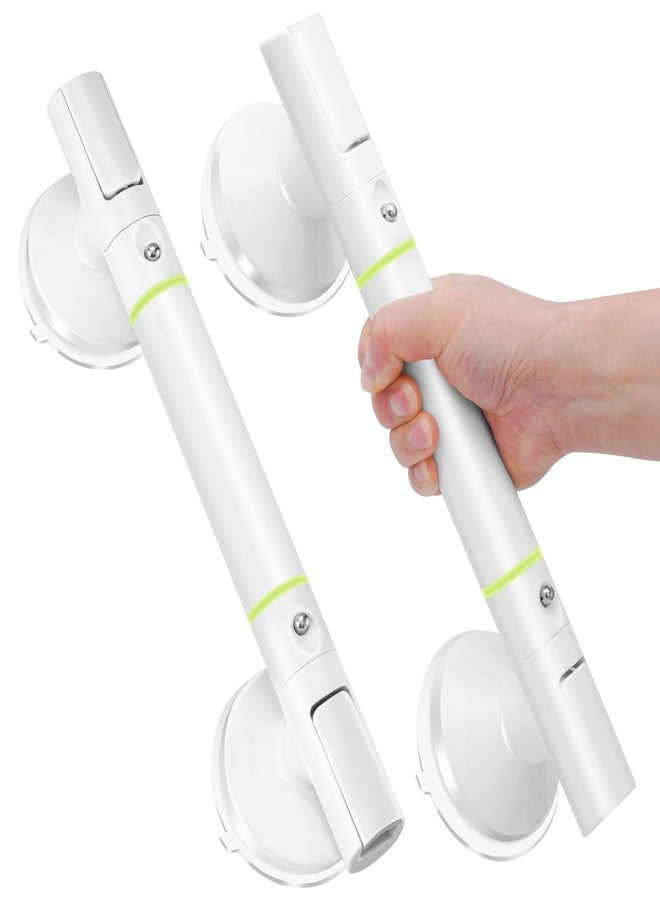 AMZCOM Strong Suction Grab Bar - 2 Pack, Bathroom Safety Handle for Seniors & Elderly, Easy Install No Drill for Bathtub, Toilet & Shower, Ivory White 14Inch - Image 1
