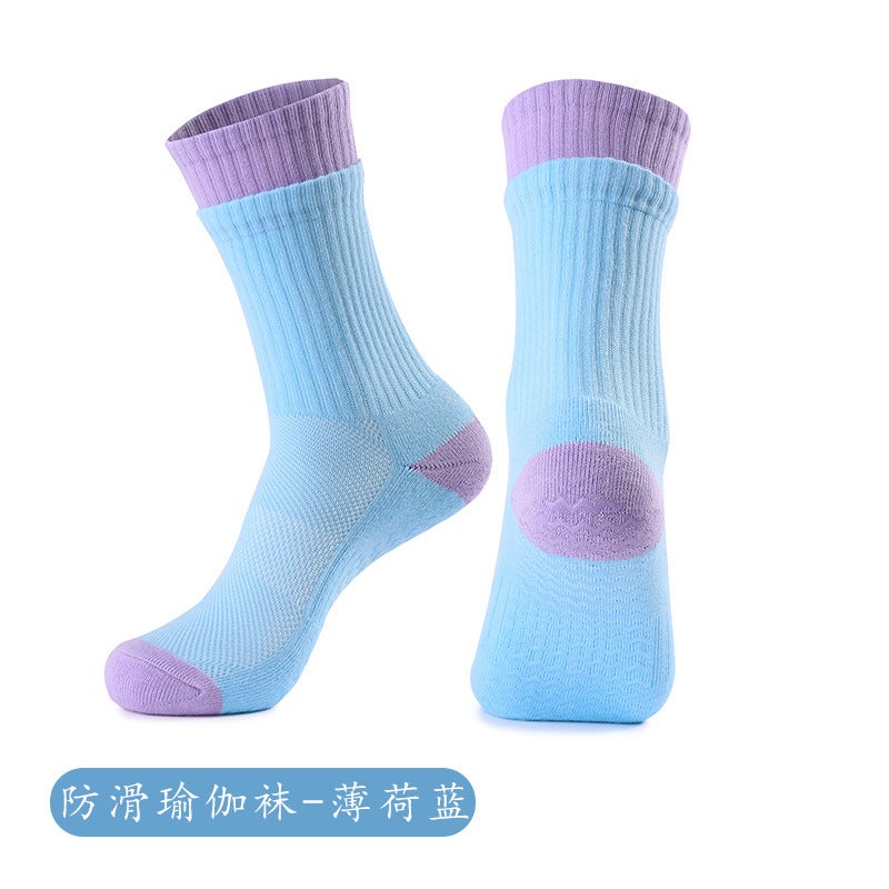 Generic Strap Yoga Socks Non-slip Professional Womens Medium Pilates Socks Short Towel Bottom Fitness Sports Floor Socks X79 mint blue [double socks, Pilates yoga socks]]