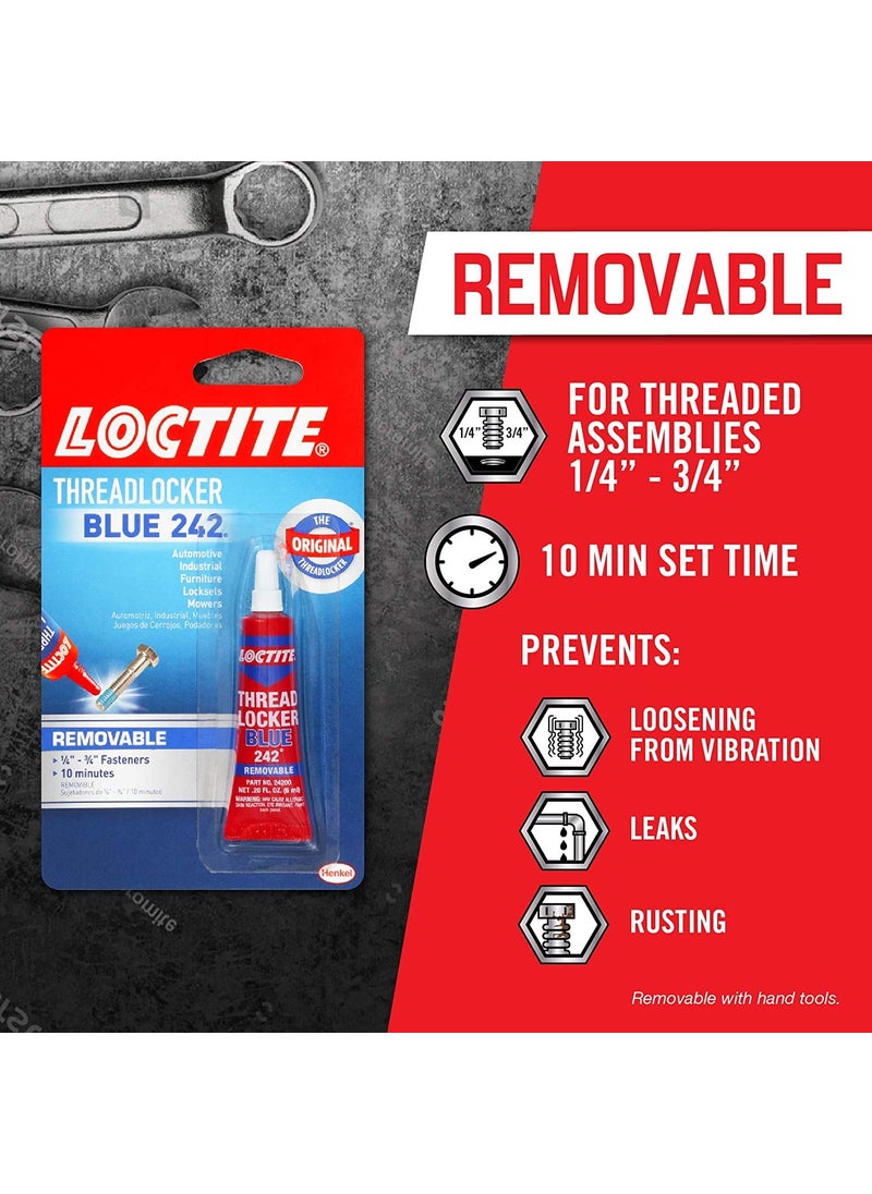 Loctite Loctite Threadlocker Blue 242 - Removable Thread Lock Glue for Nuts, Bolts, & Fasteners, Medium Strength Screw Glue to Prevent Loosening & Corrosion - 6 ml, 12 Pack  - Image 4