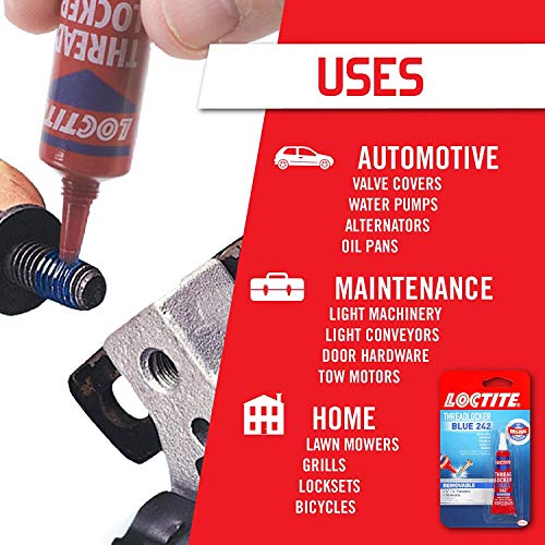 Loctite Threadlocker Blue 242 - Removable Thread Lock Glue for Nuts, Bolts, & Fasteners, Medium Strength Screw Glue to Prevent Loosening & Corrosion - 6 ml, 12 Pack - Image 4