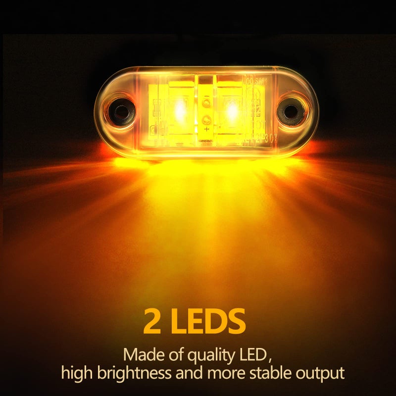 Tallew 10 Pcs 2.5 Inch LED Trailer Lights 2 Diode Waterproof LED Trailer Side Marker Oval Signal Running Lights for Truck Boat Rv(Amber, Red) - Image 4