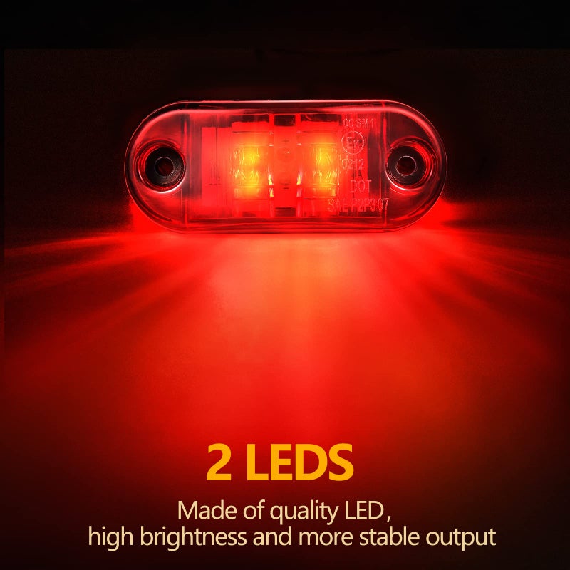 Tallew 10 Pcs 2.5 Inch LED Trailer Lights 2 Diode Waterproof LED Trailer Side Marker Oval Signal Running Lights for Truck Boat Rv(Amber, Red) - Image 3