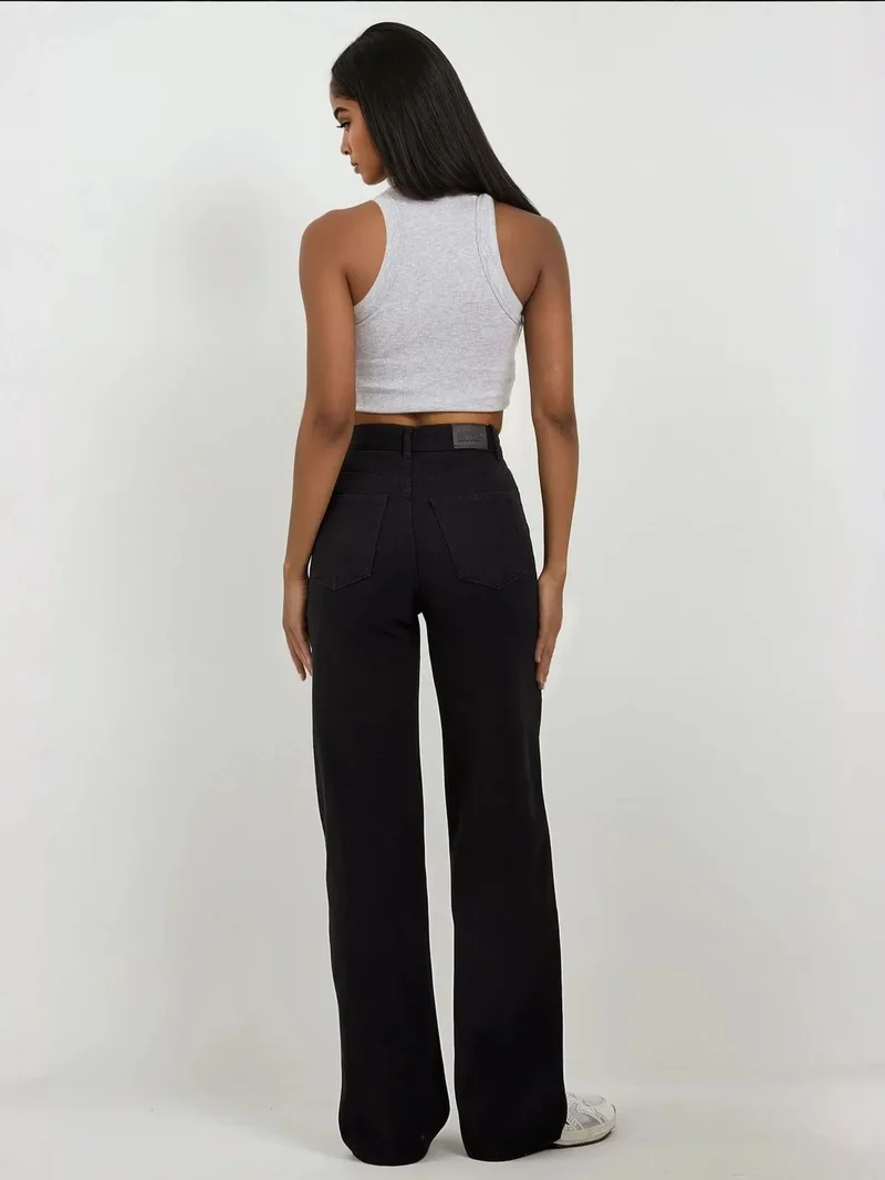 HICCUP Black Straight Leg Denim Jeans for Women | Best Price UAE