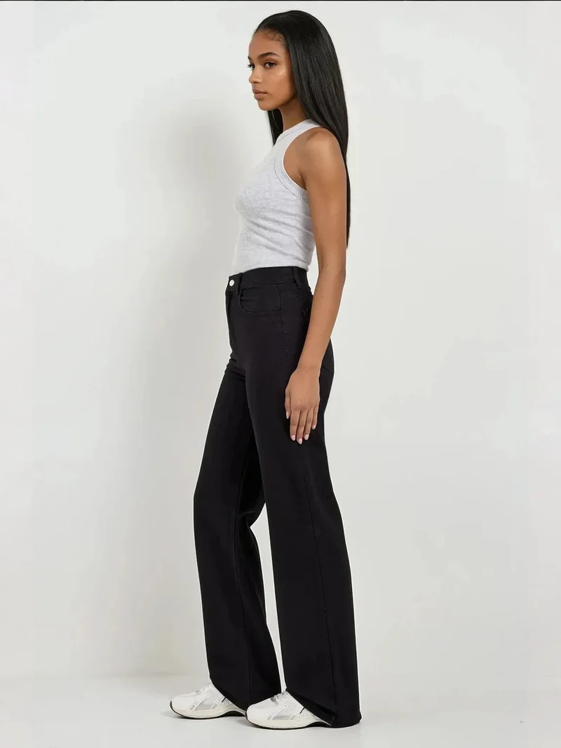 HICCUP Black Straight Leg Denim Jeans for Women | Best Price UAE