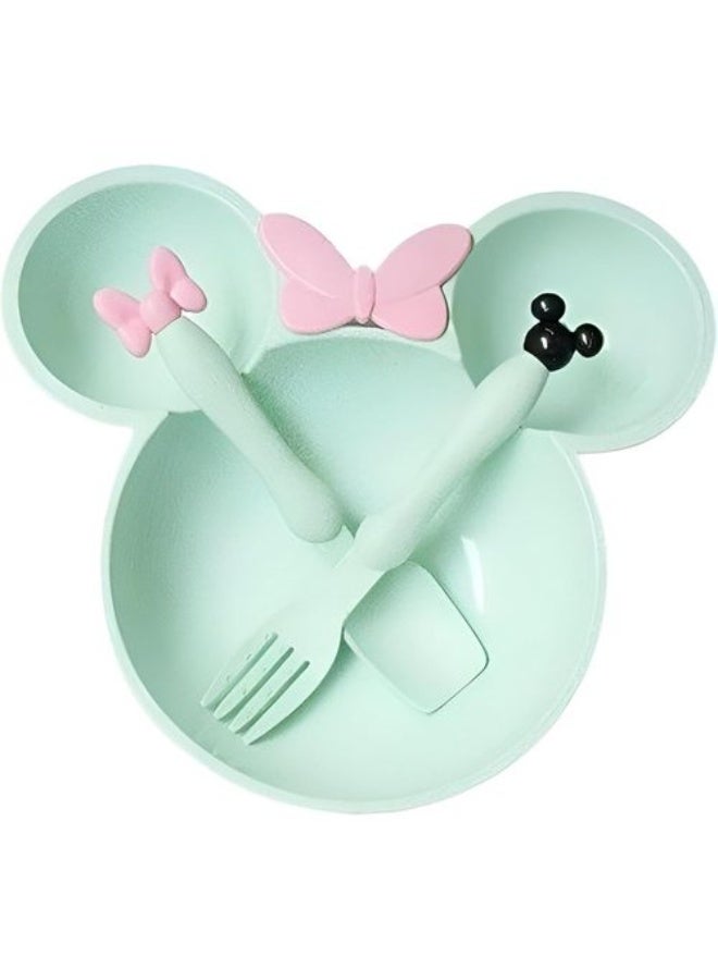 Baby food set 3 in 1 - Healthy and safe - Made from natural materials - Suitable for hot and cold food - BPA free (green) - Image 1