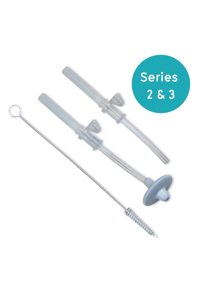 TUM TUM Weighted Silicone Straws & Brush Set for Tippy Up Trainer Cup (Series 2 & 3) – 2 Spare Weighted Straws & Cleaning Brush – BPA‑ & Phthalate‑Free