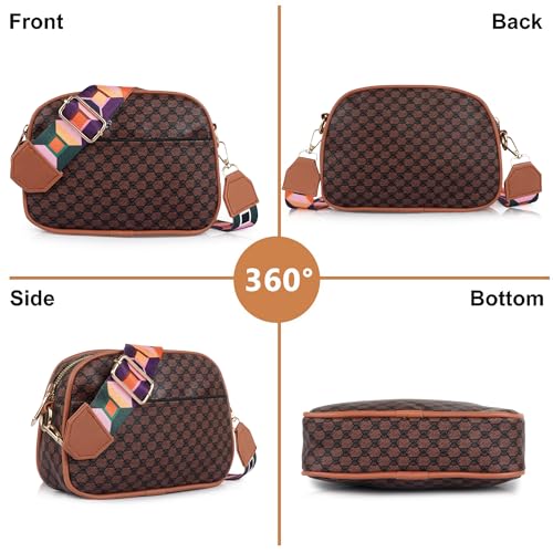 DANIEL CLARK Geometric Print Crossbody sling Bag with Adjustable Multicolor Strap (Brown & Black) - Image 3