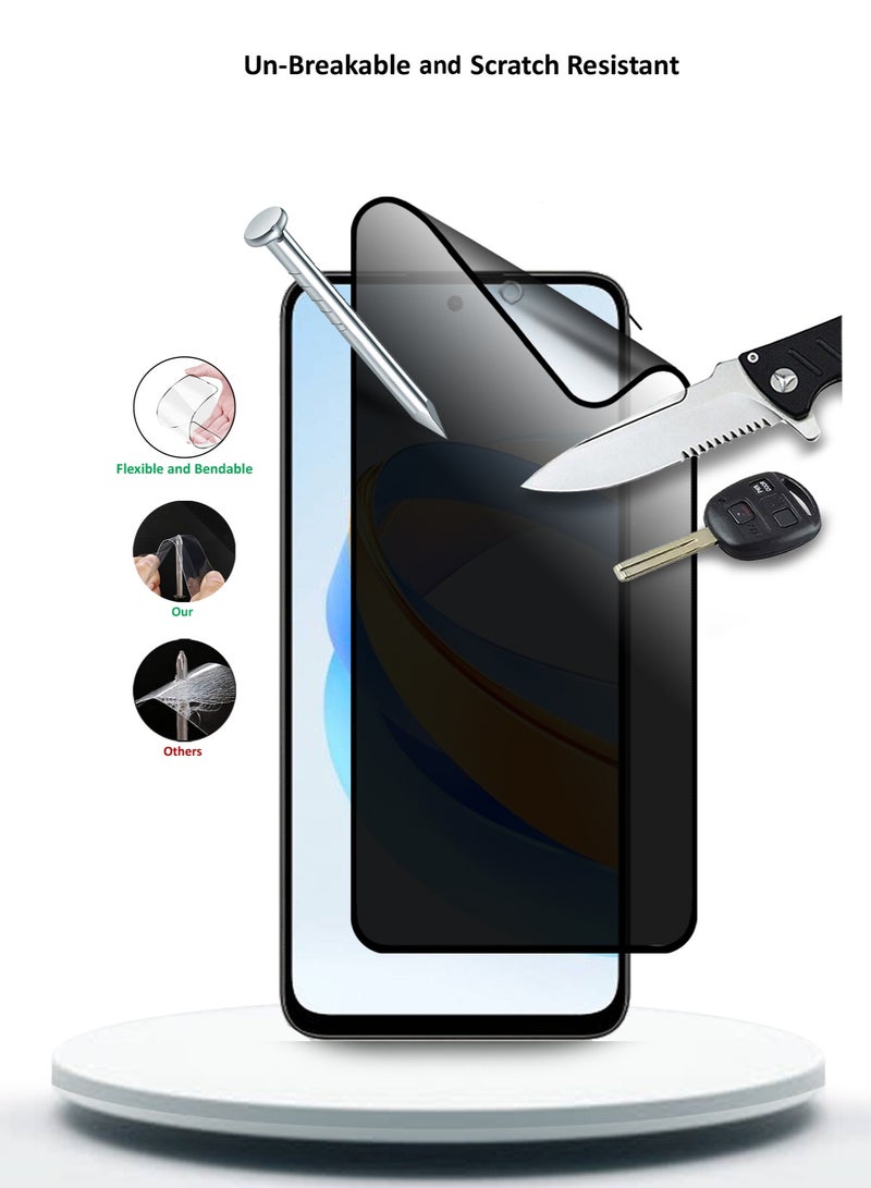 Wtech Honor X7b 5G 2024 Nano Ceramic Privacy Full Glue Full Cover Matte Flexible Screen Protector (MSGPCP) - Clear/Black - Image 3