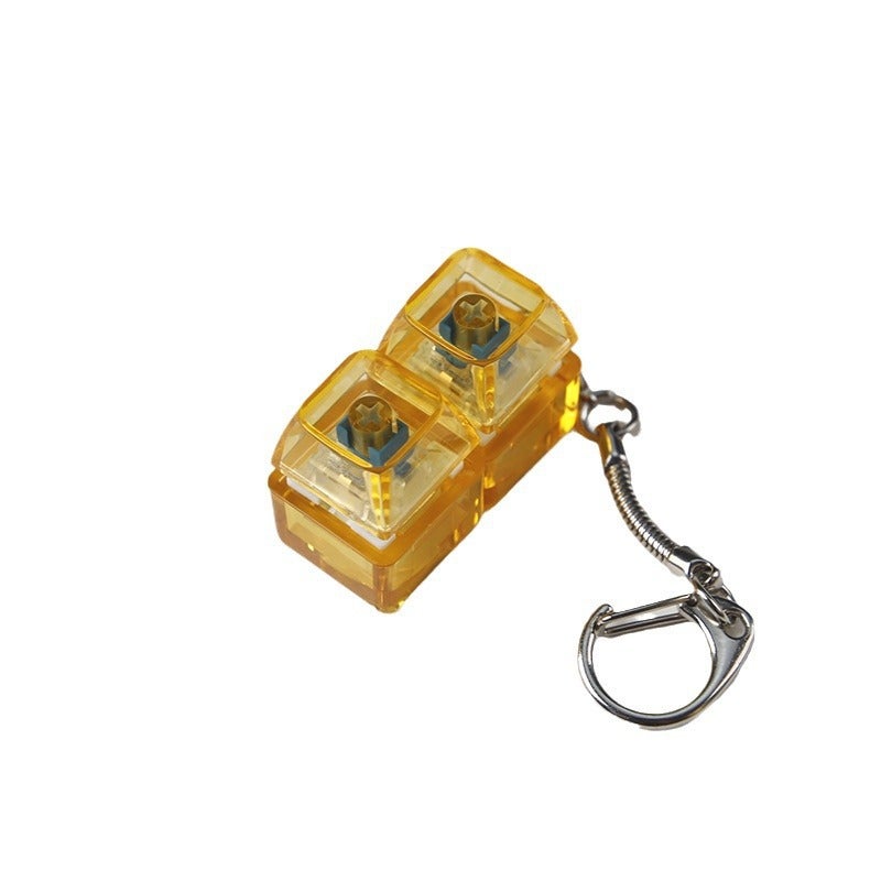 PC fully transparent material decompression shaft tester press sound crisp 2 holes 3 holes 4 holes key chain with light transparent cap 2-hole Orange transparent with light * 1 