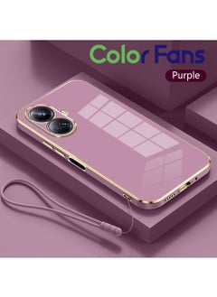 Color Fans Mobile Phone Case for Realme C55 Electroplated Protective Case Gold-Purple  - Image 1