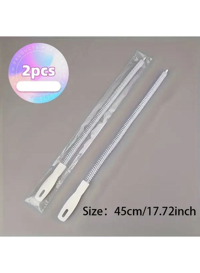 White Tube Cleaning Brush Two Pack Unclog Sink Toilet Drain Pipe Flexible - Image 1